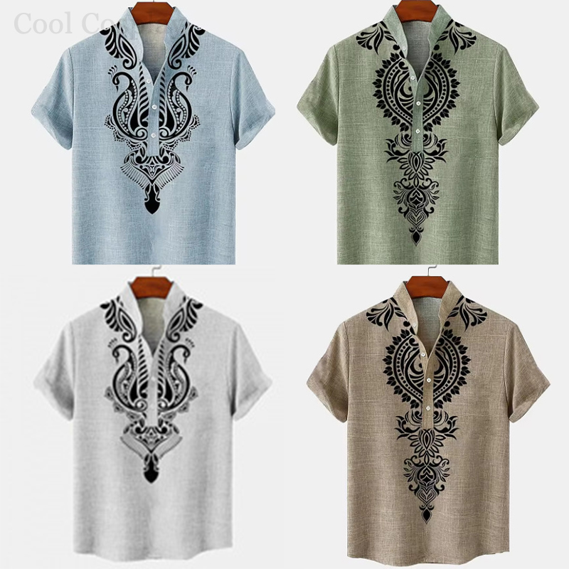 3D Printing Quality - Chemise Henley rétro pour homme, chemise
