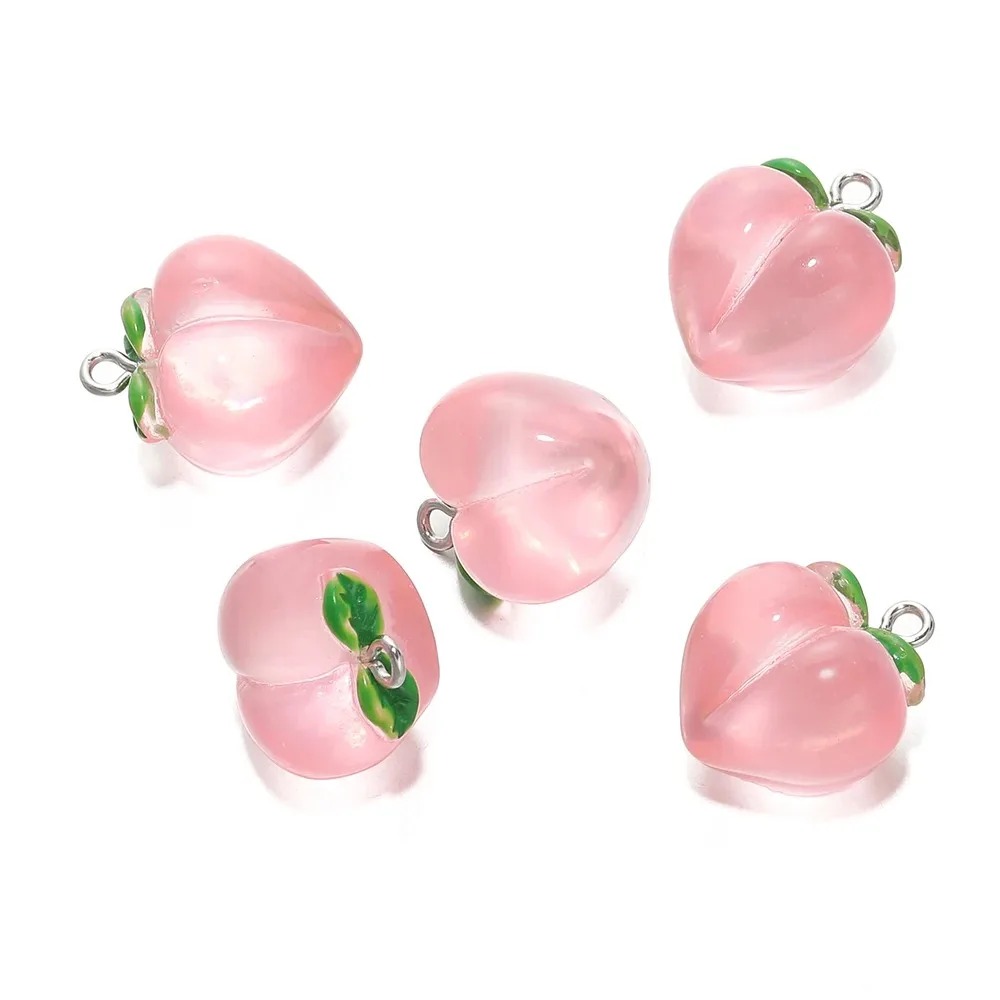 3D Printing Earrings - Breloques en résine transparente rose pêche,