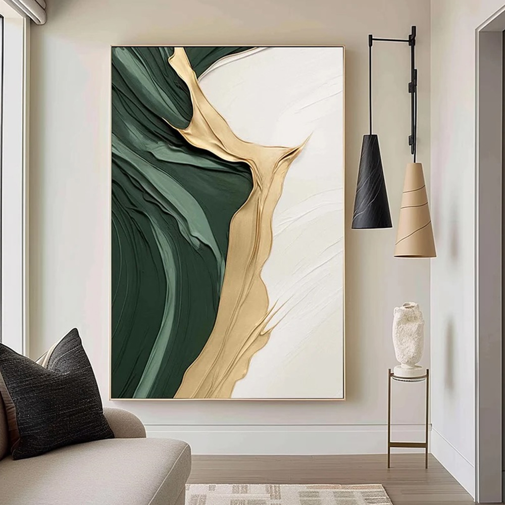 3D Printing Wall - Peinture sur toile abstraite minimaliste or